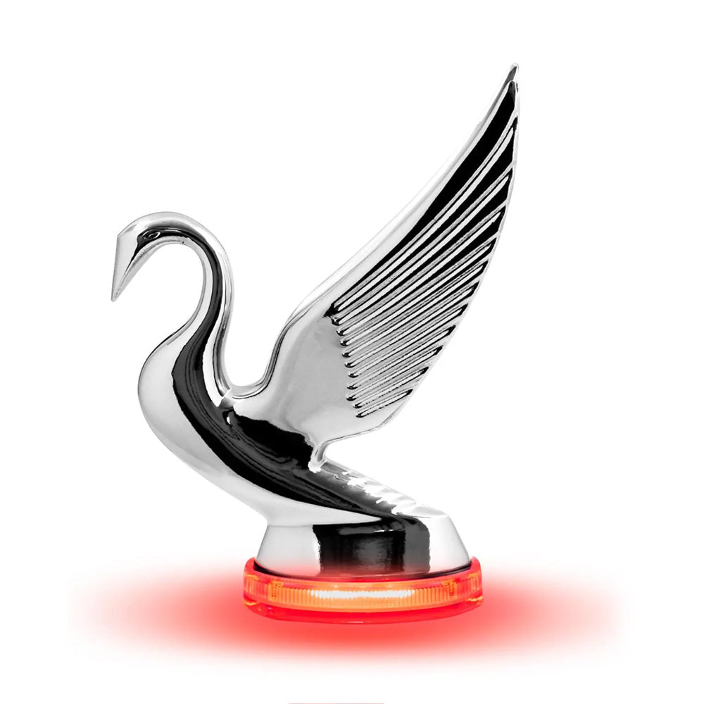 Modern Swan Hood Ornament with LED Glow Base