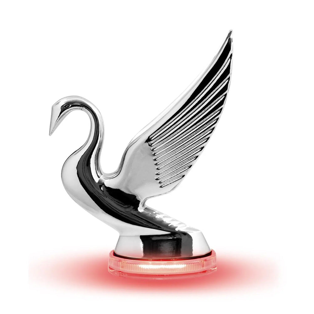 Modern Swan Hood Ornament with LED Glow Base