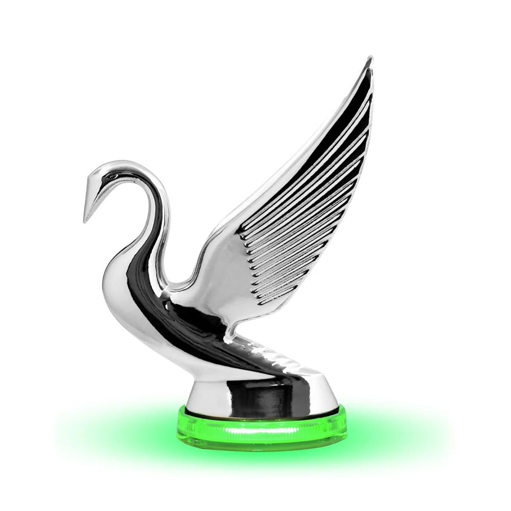 Modern Swan Hood Ornament with LED Glow Base