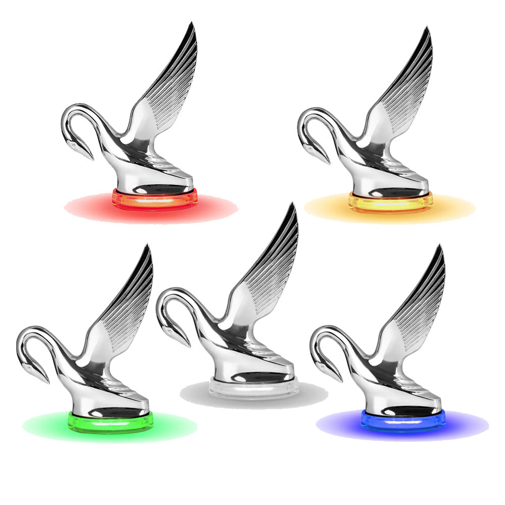 Classic Swan Hood Ornament with LED Glow Base