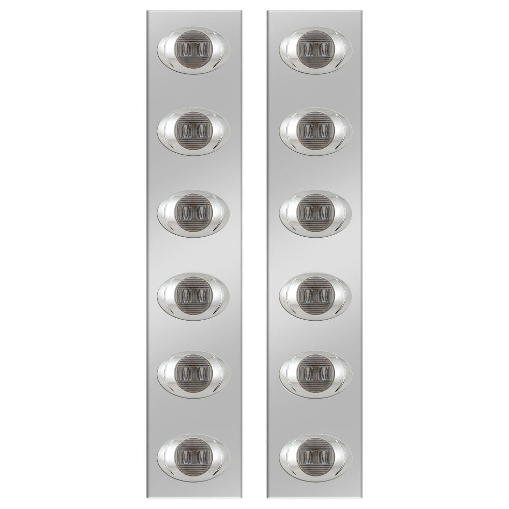 Peterbilt 13" and 15" Stainless Steel Front Air Cleaner Panels with 6 P3 LED Lights