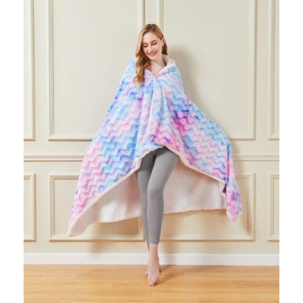 50" x 70" Hooded Sherpa Galaxy Wearable Throw