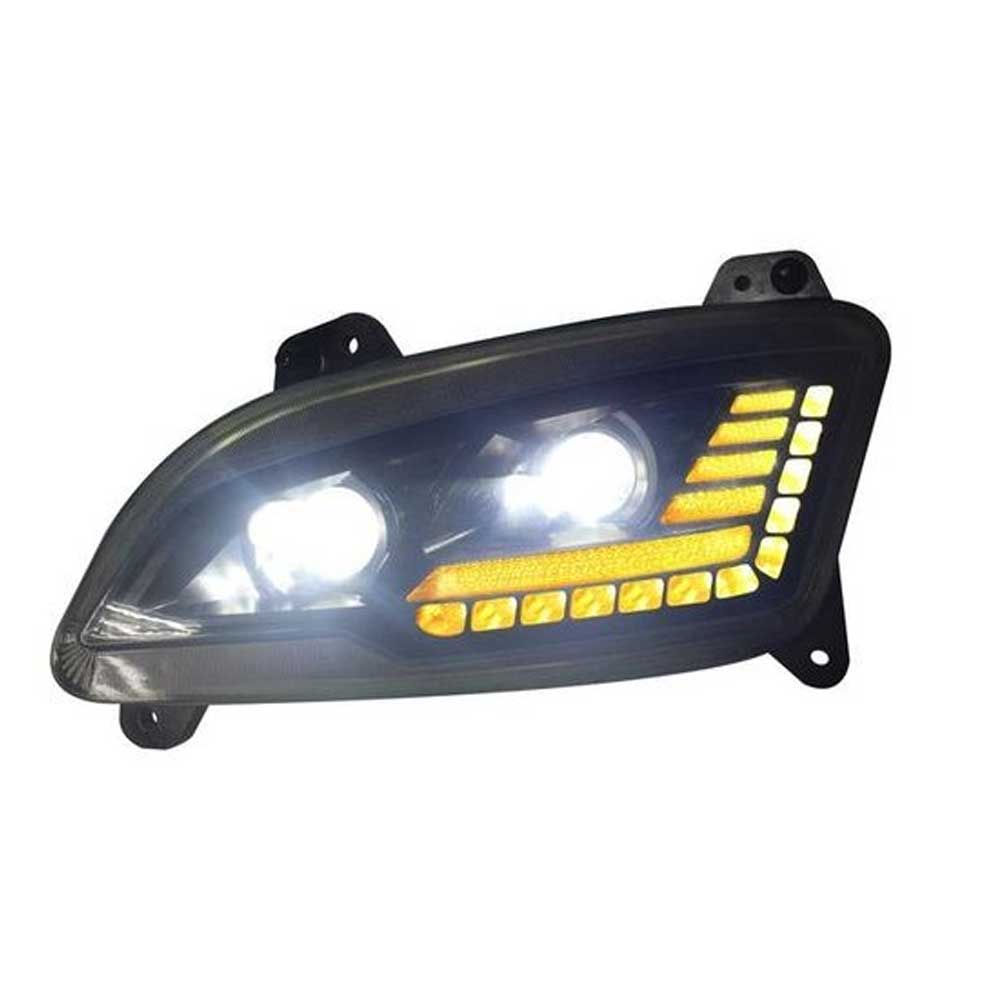 Peterbilt 579 LED Headlight with Halo Lights and Black Housing