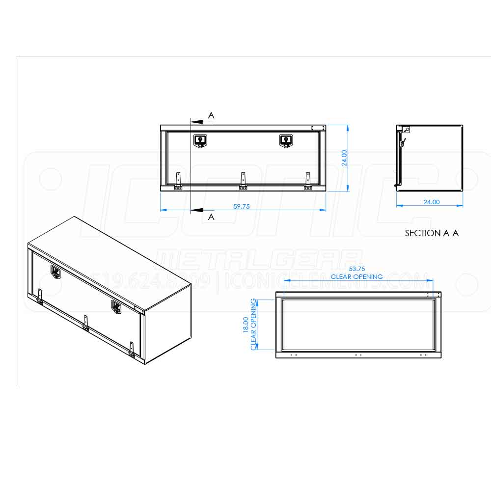 60" x 24" x 24" Smooth Fold Down T Handle Tool Box