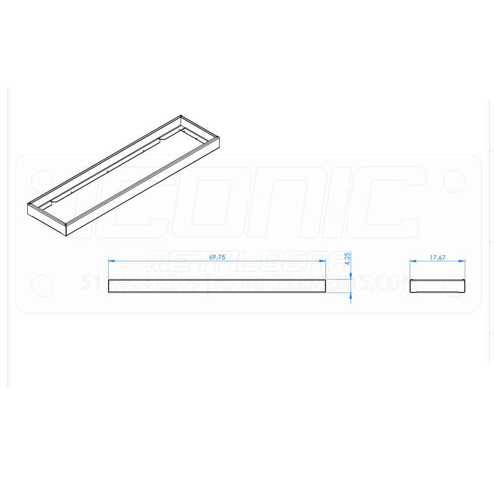 Aluminum Tool Box Tray for 70" x 18" Box