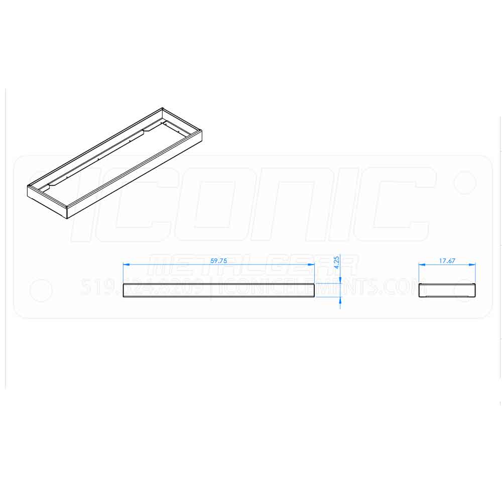 Aluminum Tool Box Tray for 60" x 18" Box