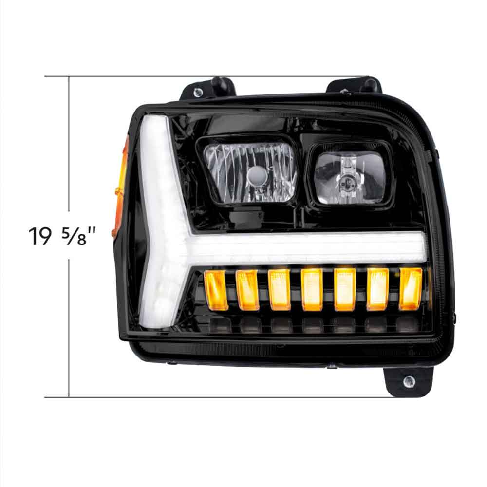 2019-22 Kenworth W990 Black Inner Housing LED DRL Light Bar & Turn Signal