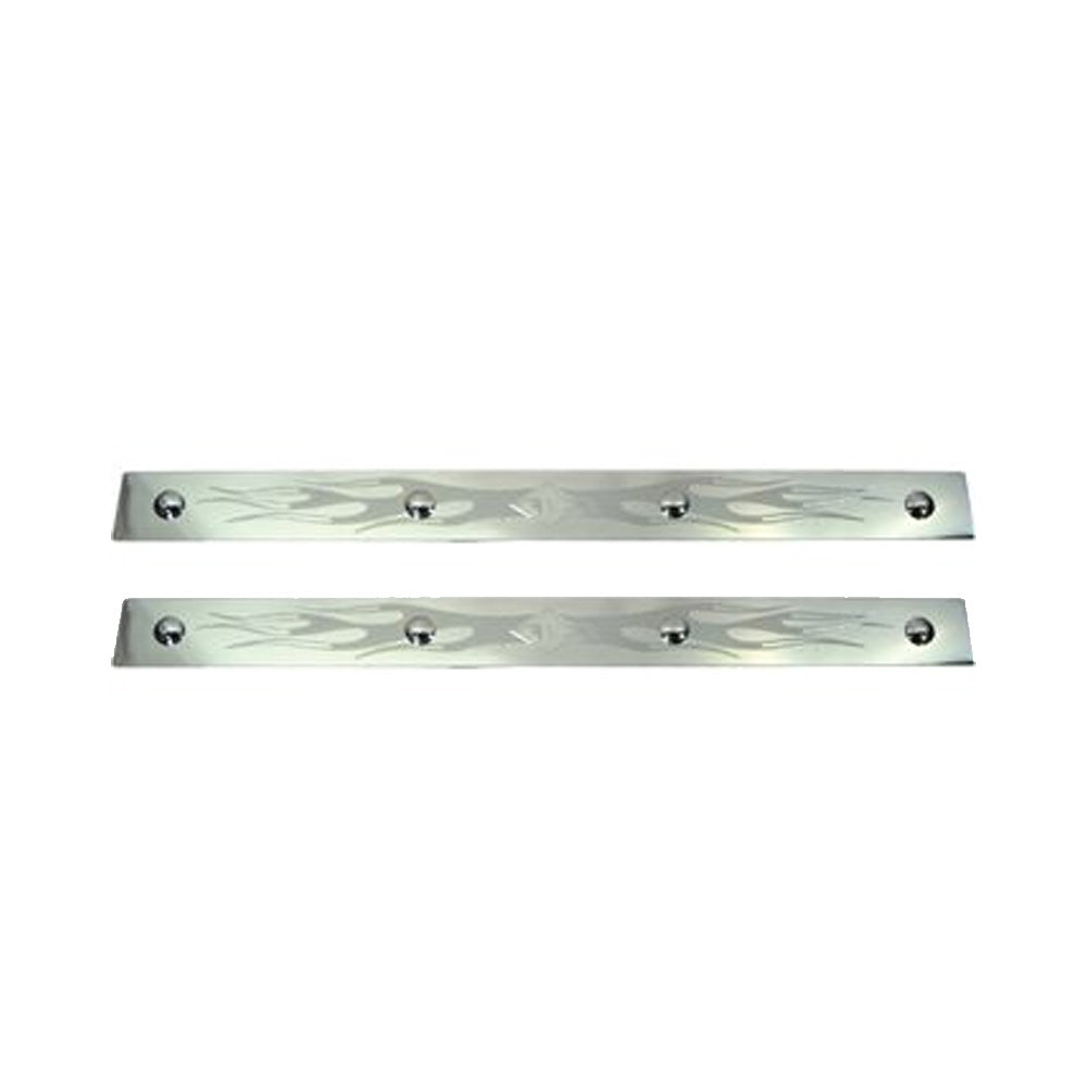 Stainless Steel Etched Flame Top Mud Flap Accents (PR)