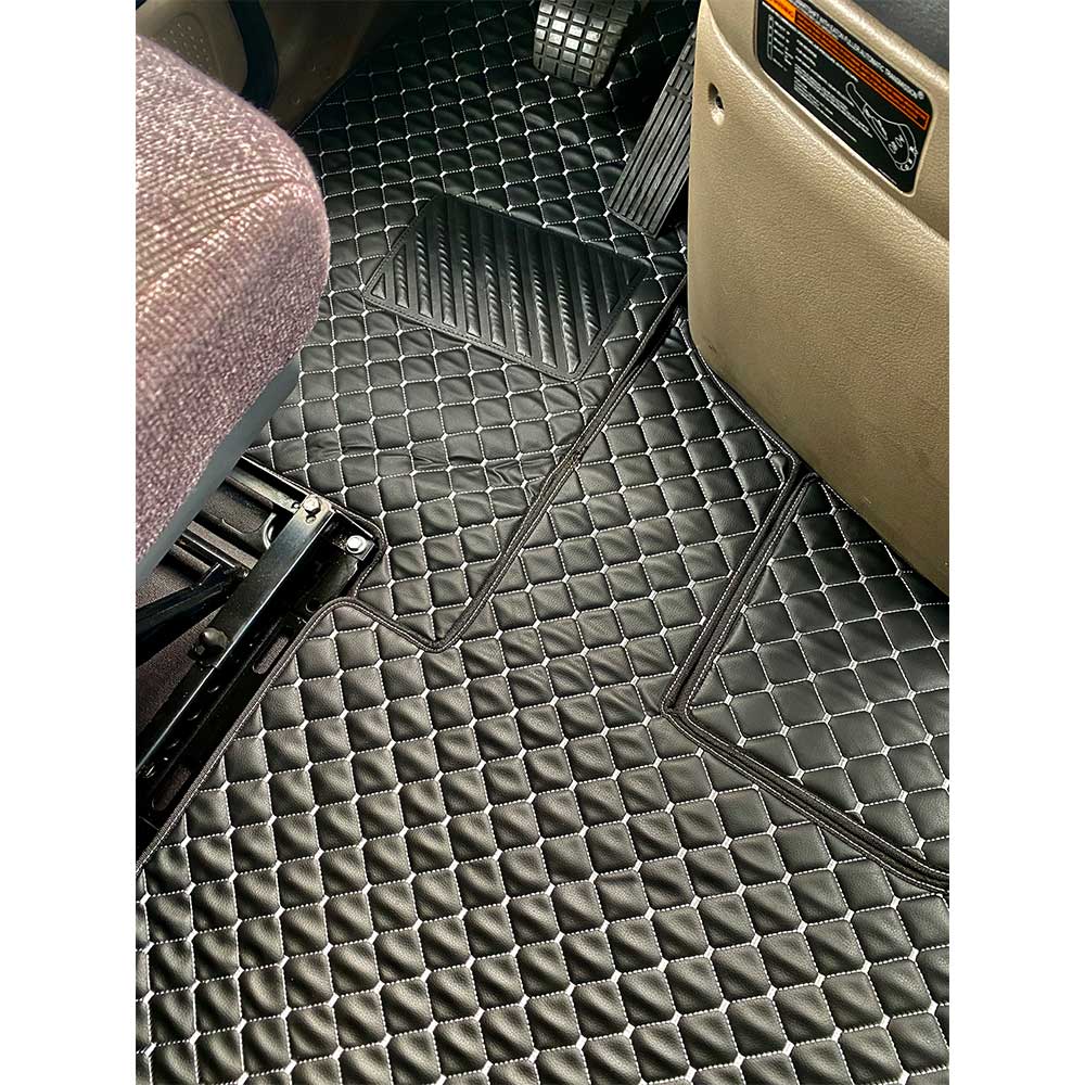 FL Cascadia 2008-17 Five Piece Black w/ Gray Trim Vinyl Floor Mat Set