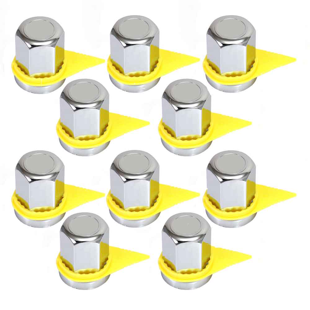 33mm Push On Nut Cover with Yellow Safety Lug Check Indicator - 10 Pack