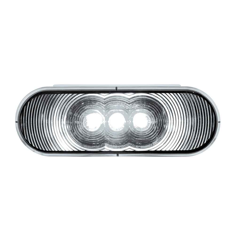 Oval White with Clear Lens Back UP LED