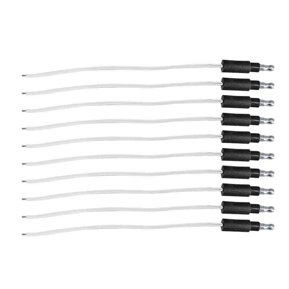White 6" Single Lead Bullet Plug 10 Pack