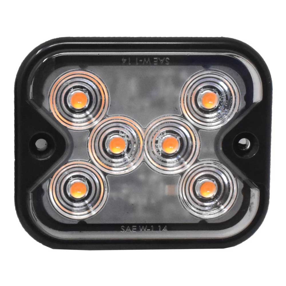 Low Profile Square Six Amber LED Flashing Lights - PR