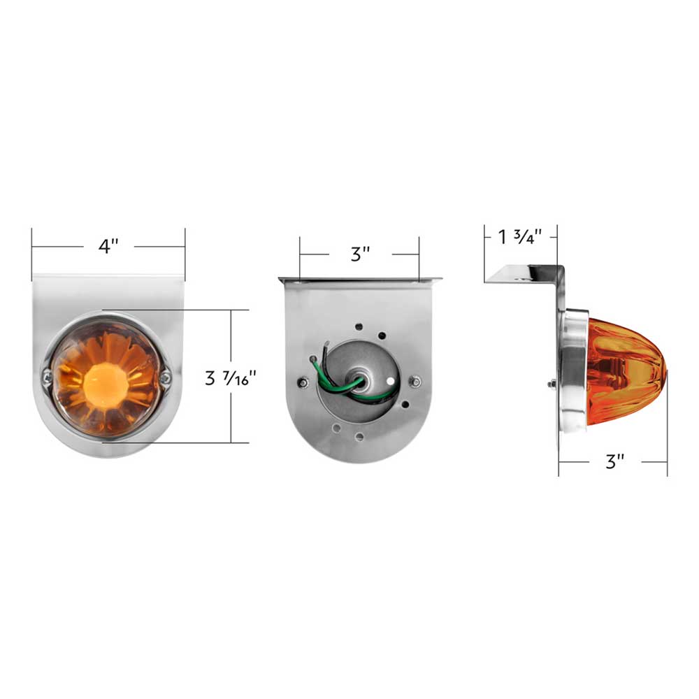 3-1/2" Dual Function Glass Watermelon LED Light with Stainless Steel Bracket Kit