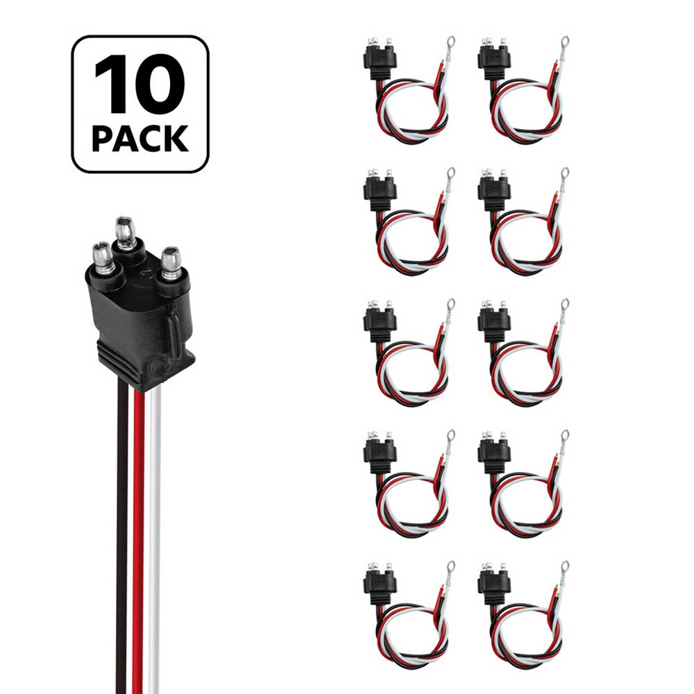 3 Prong Pigtail Plug 12" Lead - 10 Pack
