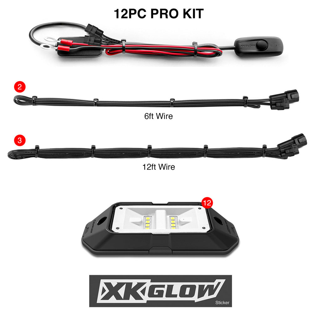 XK GLOW 12-Piece White LED Rock Light Under Glow Kit