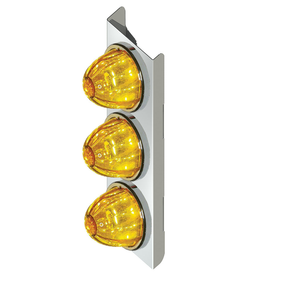 Peterbilt Front 23" Donaldson SS Air Cleaner LED Bars with Three Watermelon Glass