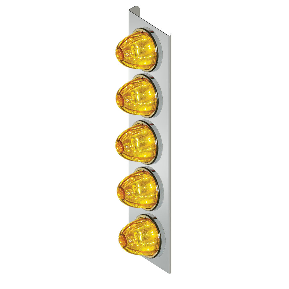 Peterbilt Front 23" HD Donaldson SS Air Cleaner LED Bars with Five Watermelon Glass