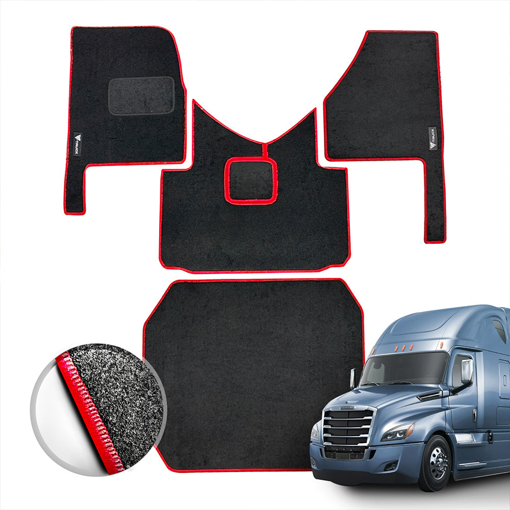 FL Casc 2008 - 2017 Five Piece Black w/ Red Stitching Carpet Floor Mat Set