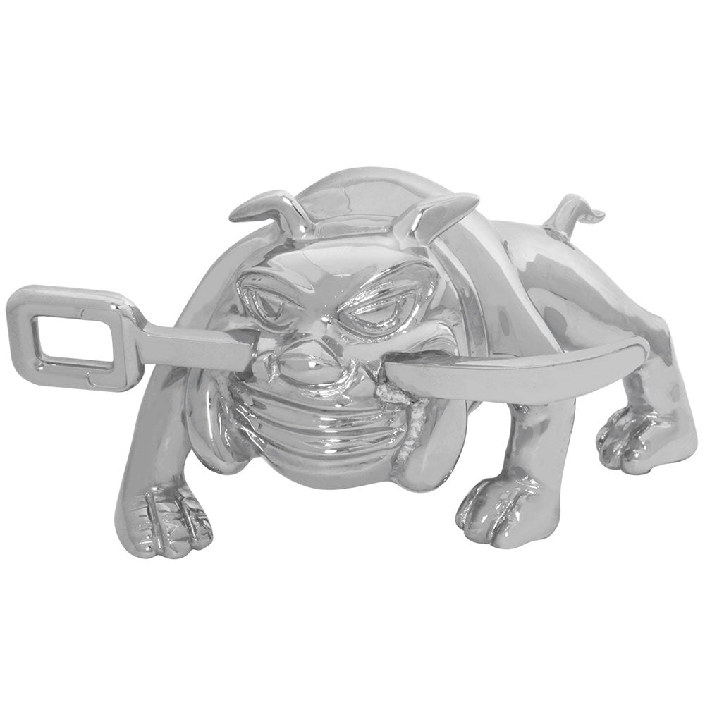 Chrome Bulldog with Winch Bar Hood Ornament