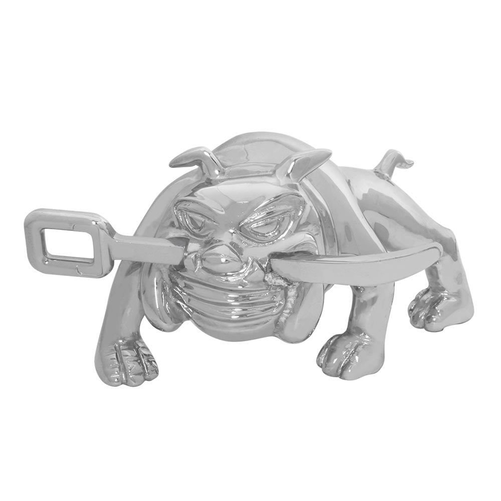 Chrome Bulldog with Winch Bar Hood Ornament