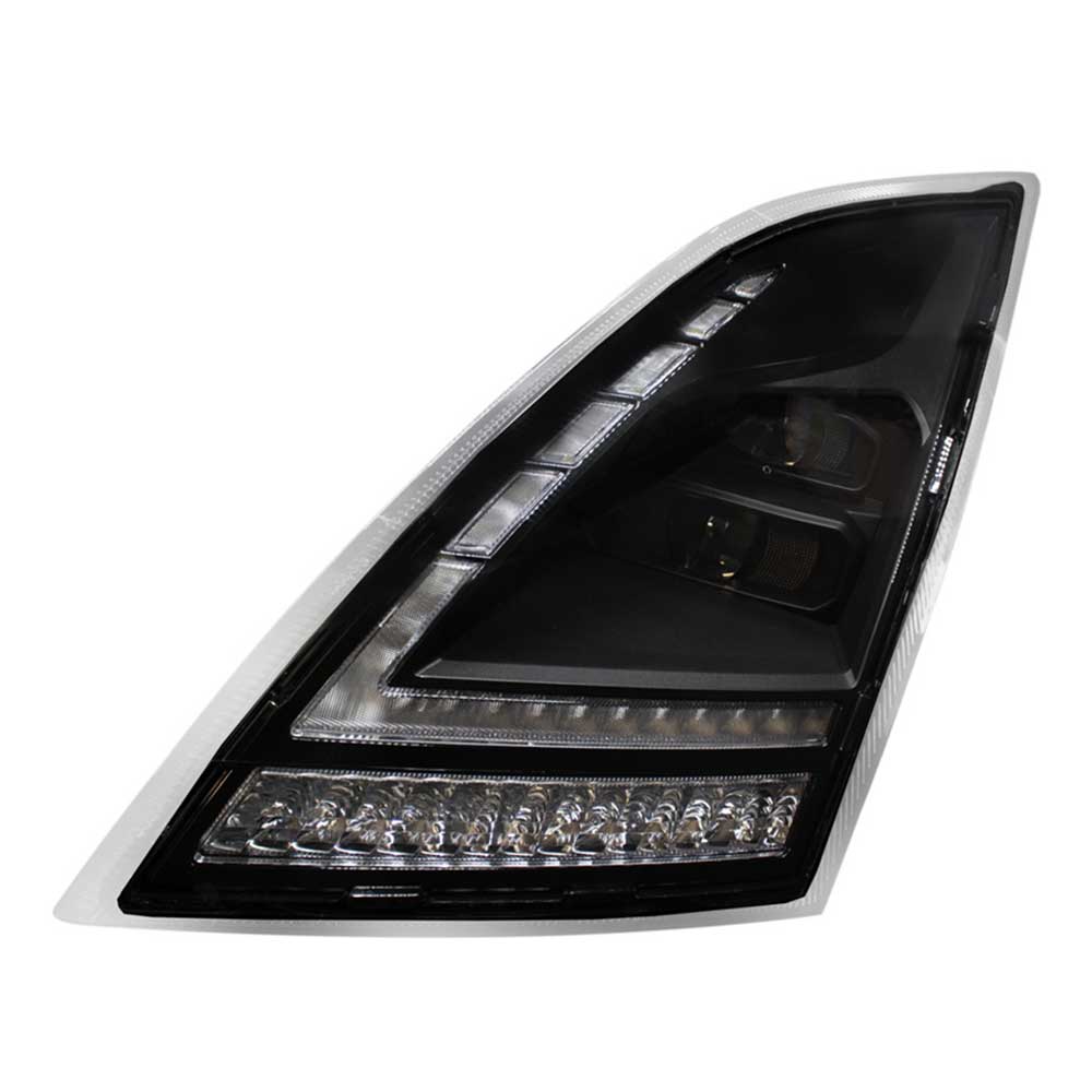Volvo VNL 2018+ Black LED Headlight with Switchable Sequential Turn Signal
