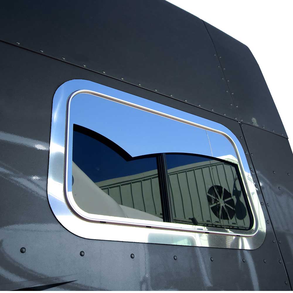5" to 8" SS Peterbilt 70" Sleeper Window Peak Chop Top and Surround Inner Trim
