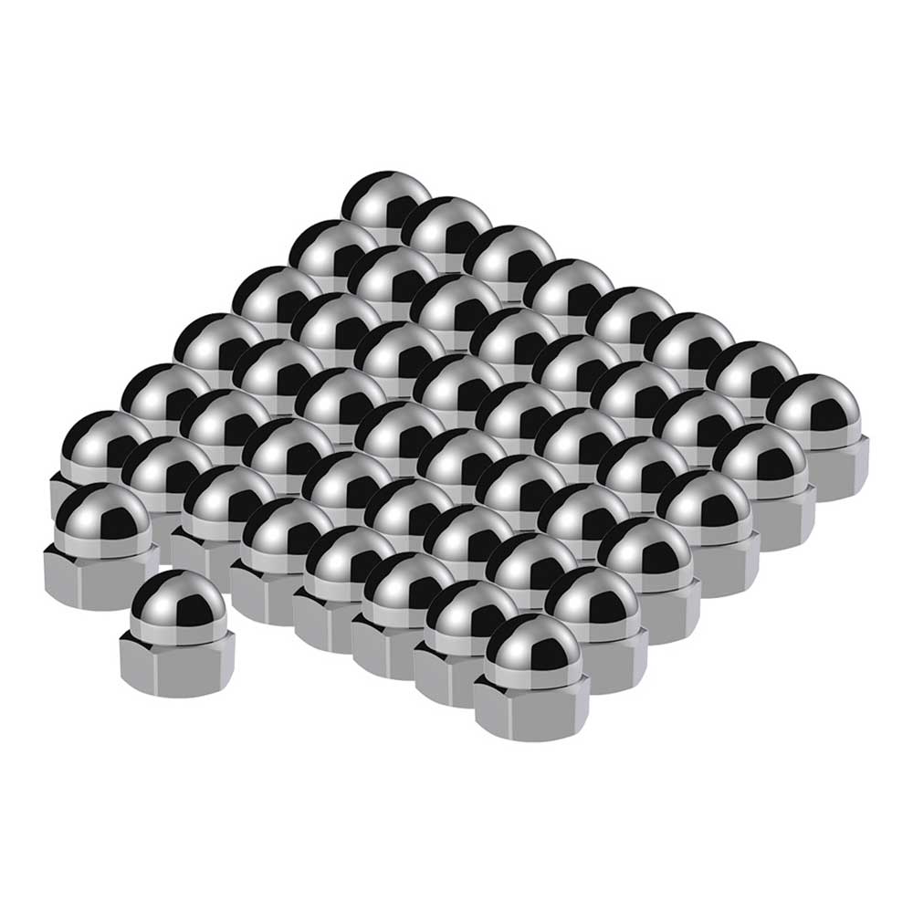 3/4" x 15/16" Chrome Die-Cast Acorn Nut Cover - Push On 50 Pack