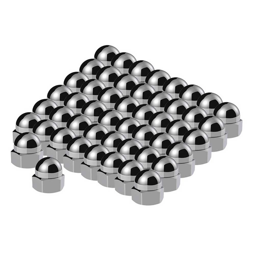 1/2" x 11/16" Chrome Die-Cast Acorn Nut Cover - Push On 50 Pack