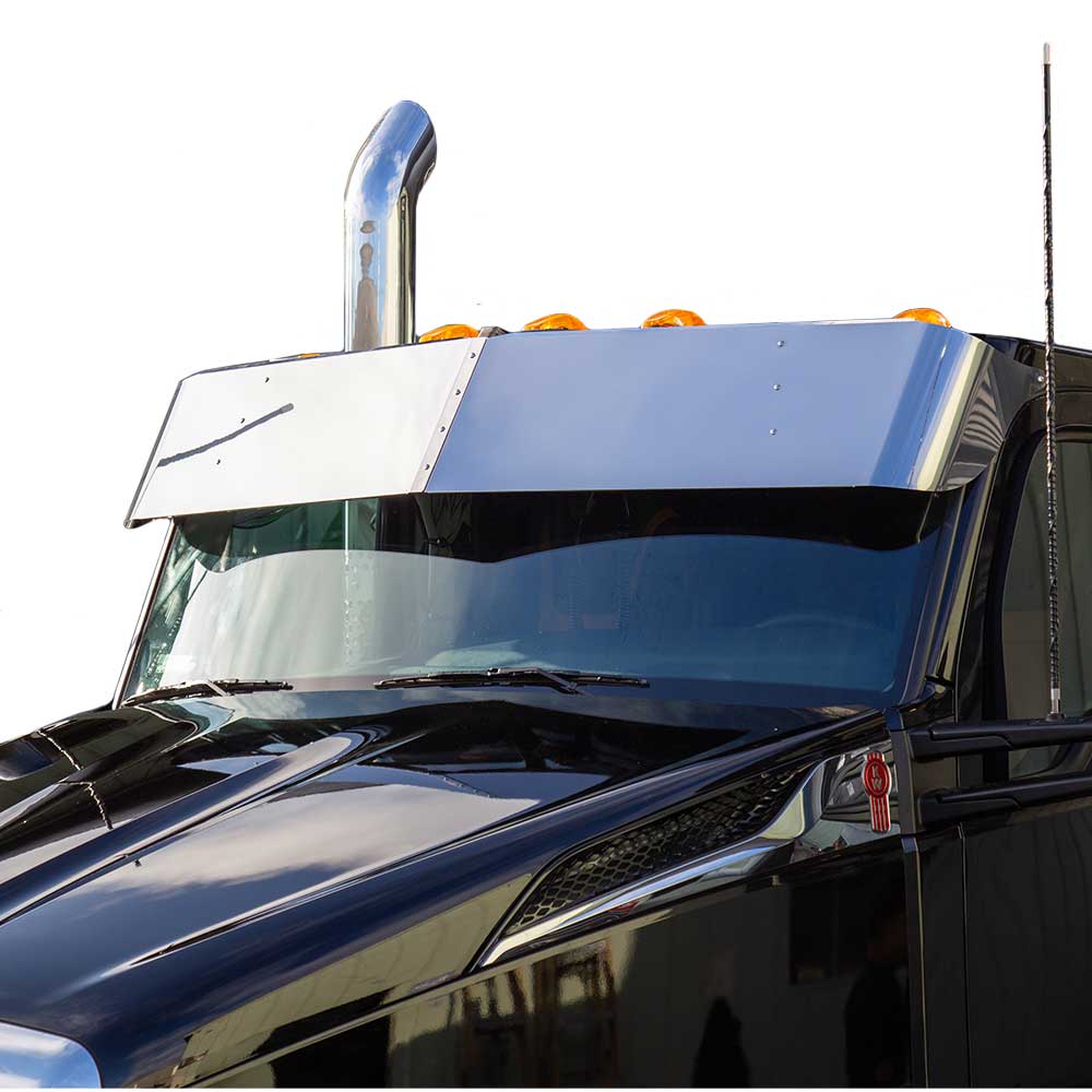 14-1/2" SS Drop Visor For KW T680, T880 Next Gen Day Cab with Curved Windshield