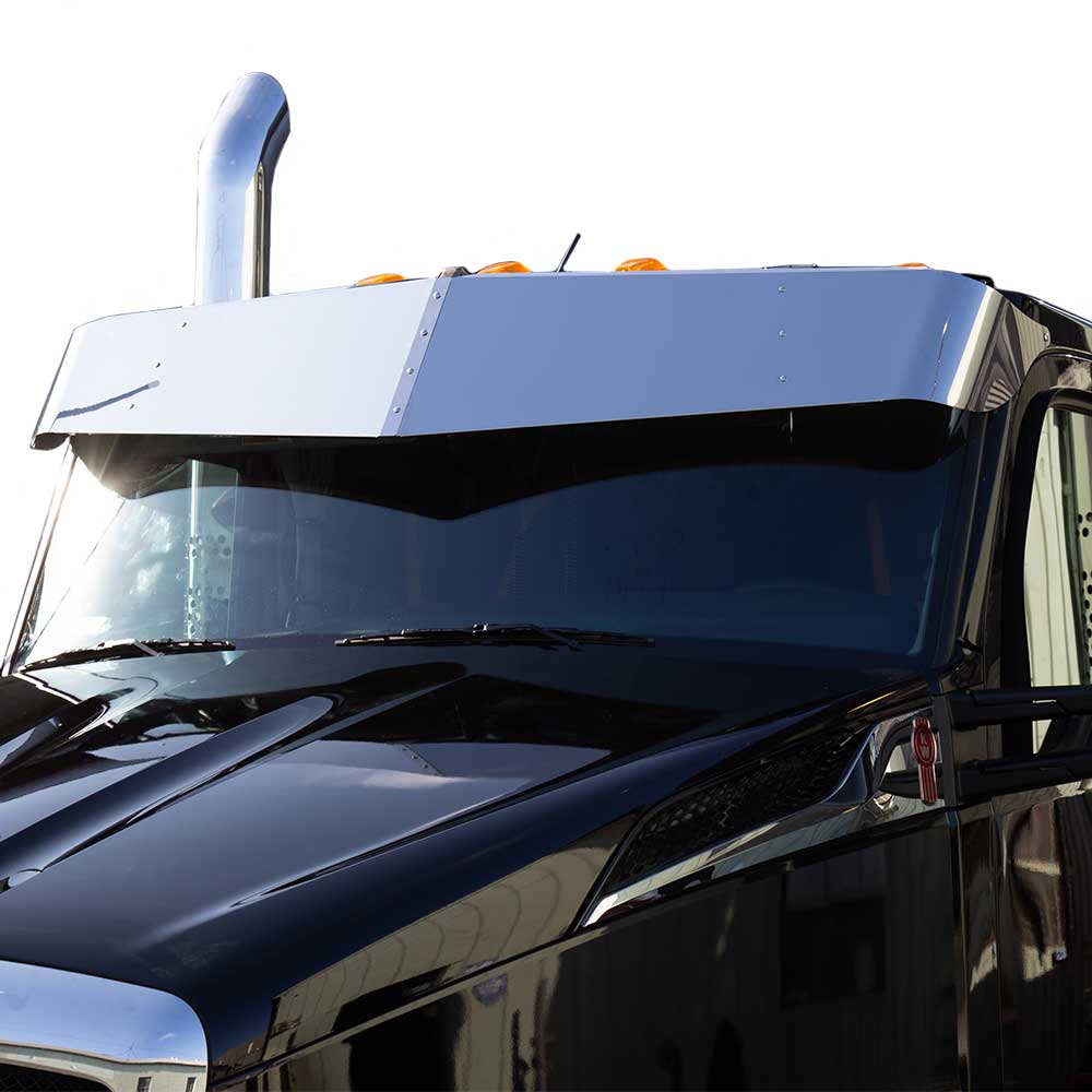 11-1/2" to 14" SS V-Style Visor KW T680, T880 Next Gen Day Cab w/ Curved Windshield