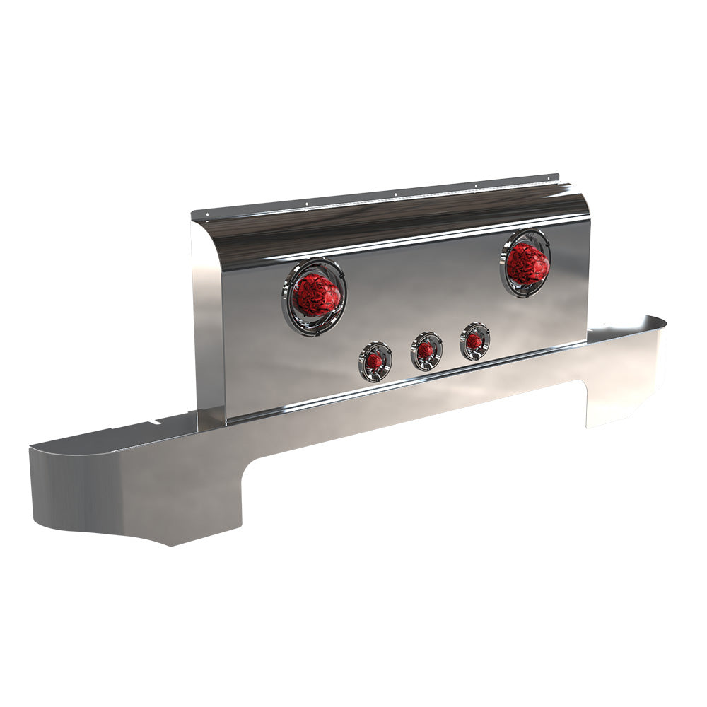Peterbilt Curved Unibilt Sleeper Shock Cover with 2 Regular and 3 Mini Jeweled Watermelon Lights