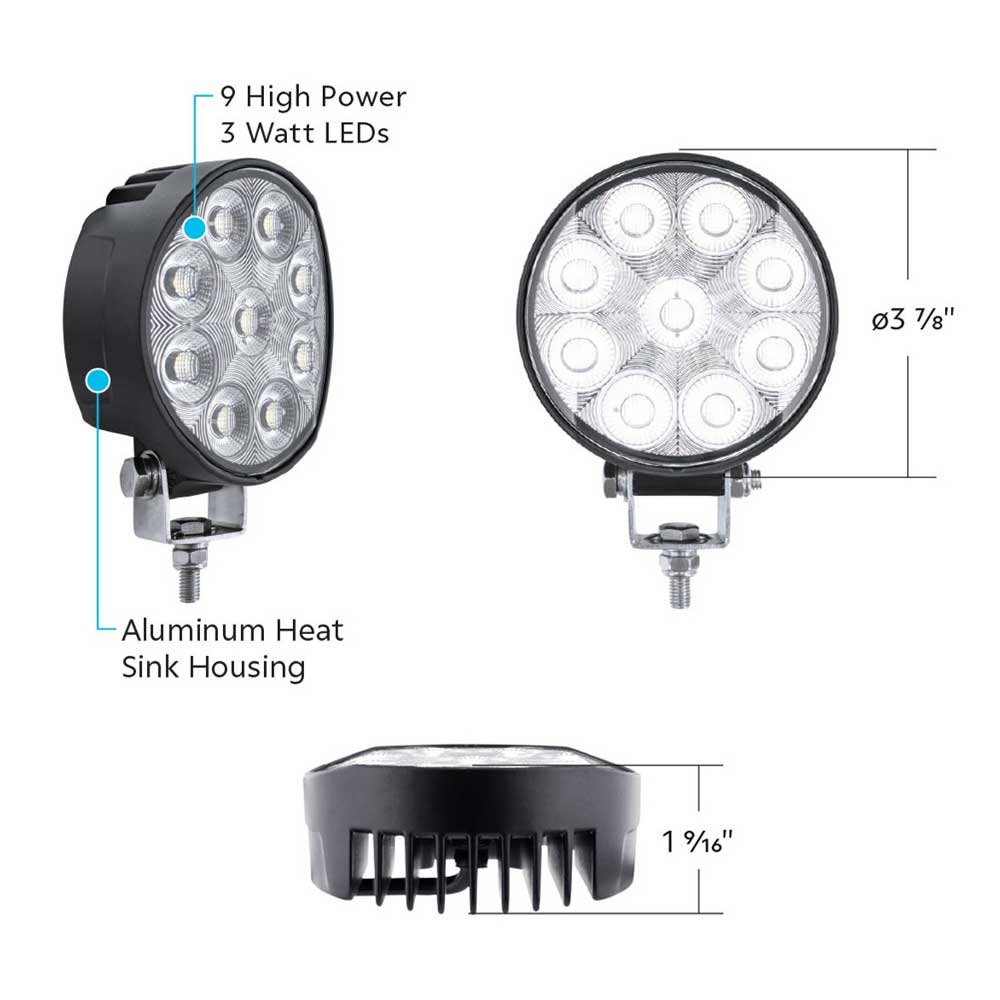 4" High Power 9 LED Work, Flood Light