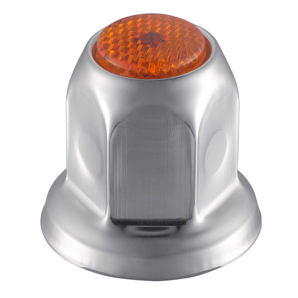33mm x 2" Chrome Steel Reflector Nut Cover with Flange - Push On, 50 Pack