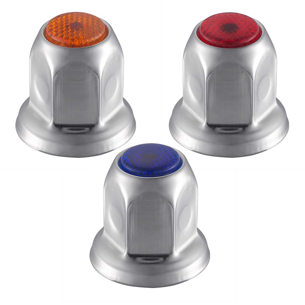 33mm x 2" Chrome Steel Reflector Nut Cover with Flange - Push On