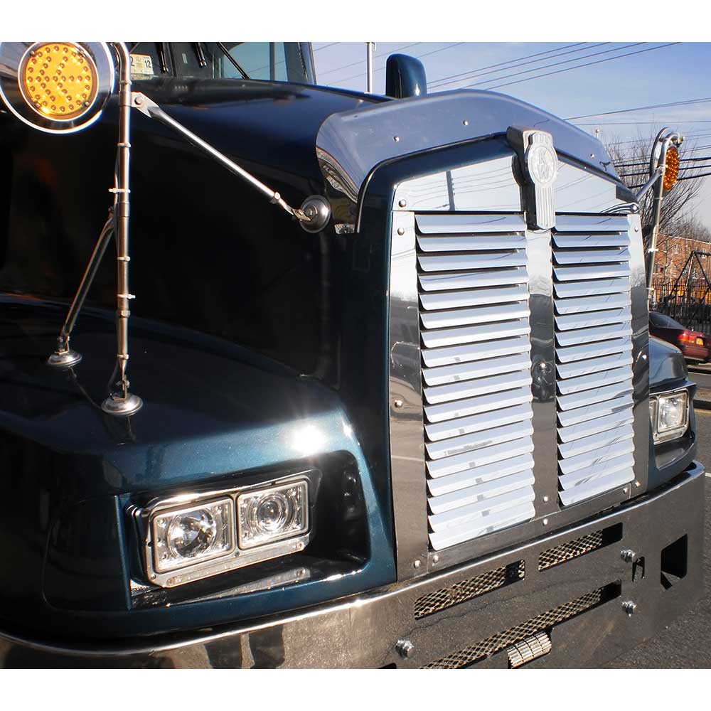 Stainless Steel Hood Grill with 18 Louvers Per Side 1986-2007 Kenworth T600