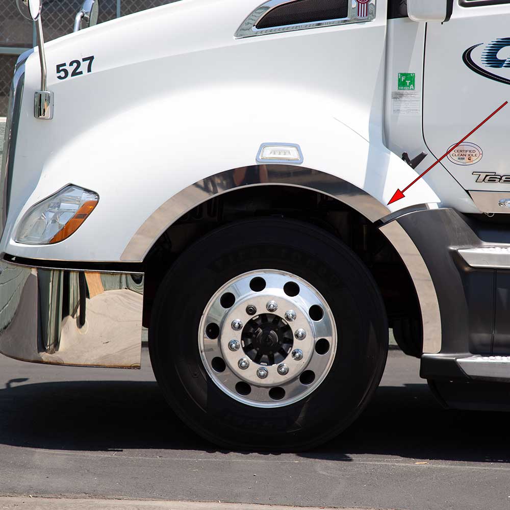 3" Stainless Steel Fender Wheel Trim for 2013 - 2021 Kenworth T680