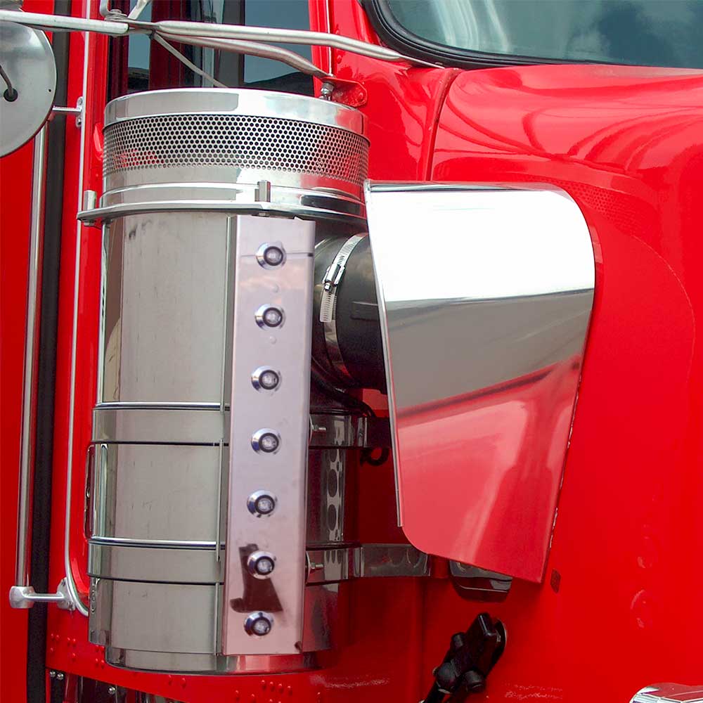 23" SS Front Air Cleaner with Seven 3/4" Light Holes for 1990-2024 Kenworth