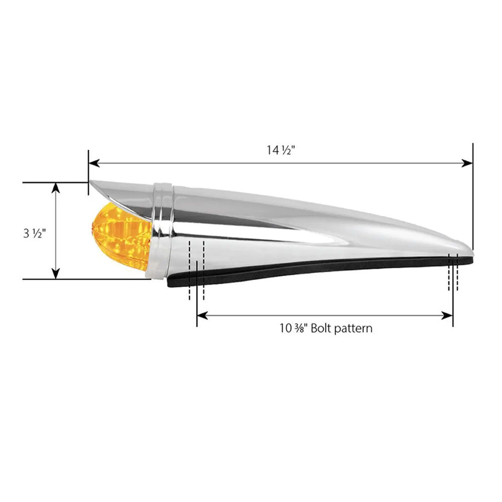 3.5" x 14.5" Amber Watermelon Chrome Plastic Cab Light with SS Bezel