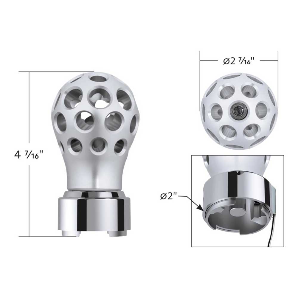 Phoenix Style Ball Chrome Gearshift Knob with LED 9/10 Speed Adapter - Thread On