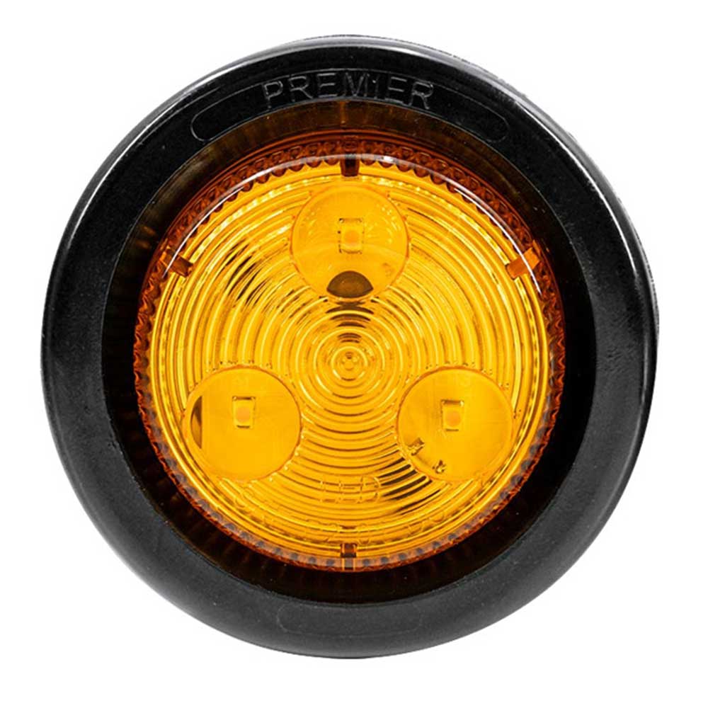 2" Low Profile Round Amber 3 LED Marker Light with Grommet & Plug
