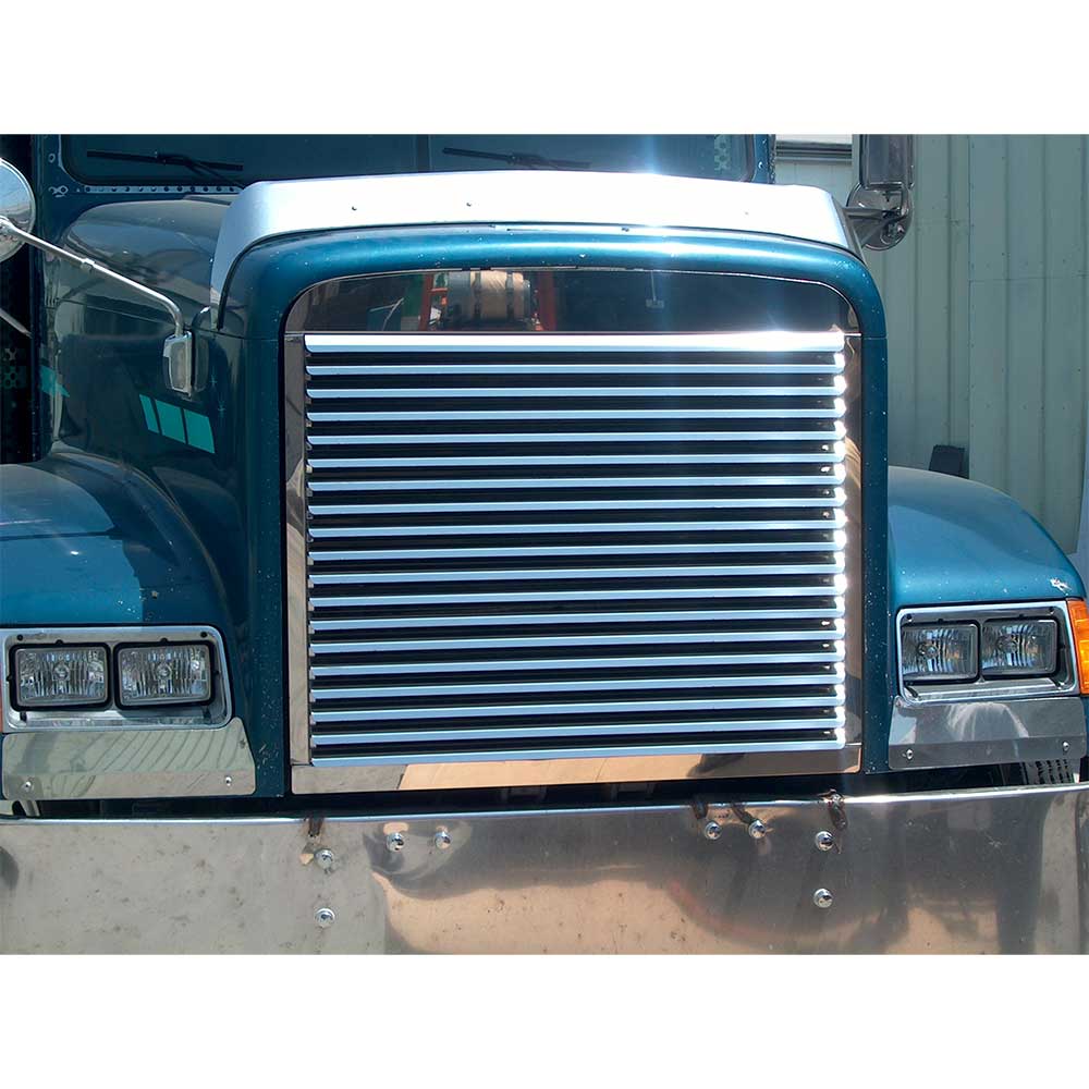 Freightliner Classic, XL, FLD120 Stainless Steel Hood Grill with 17 Louvers