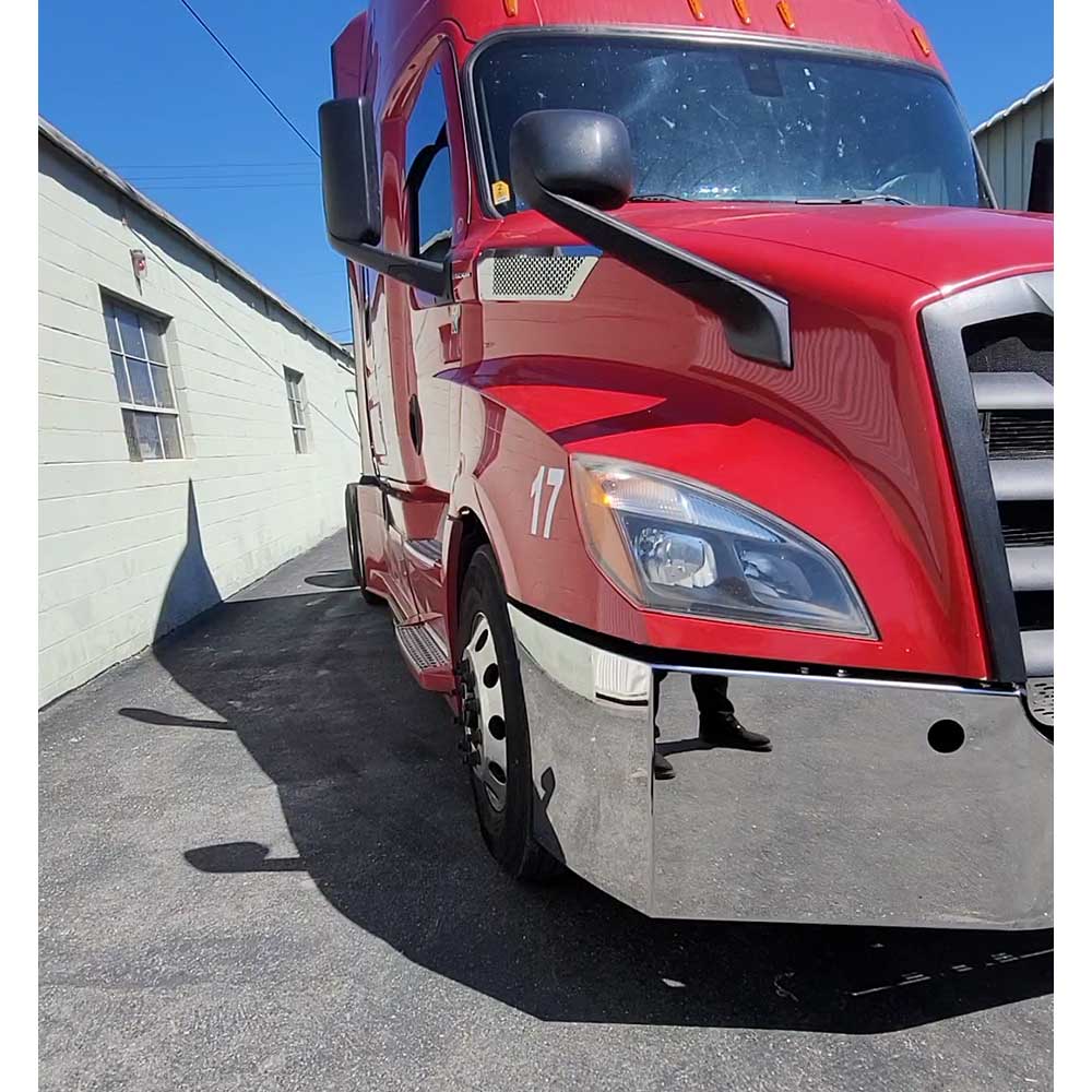 22" Freightliner Cascadia New Body Bumper with Mounting Brackets, Tow Cutouts and Vent Grill