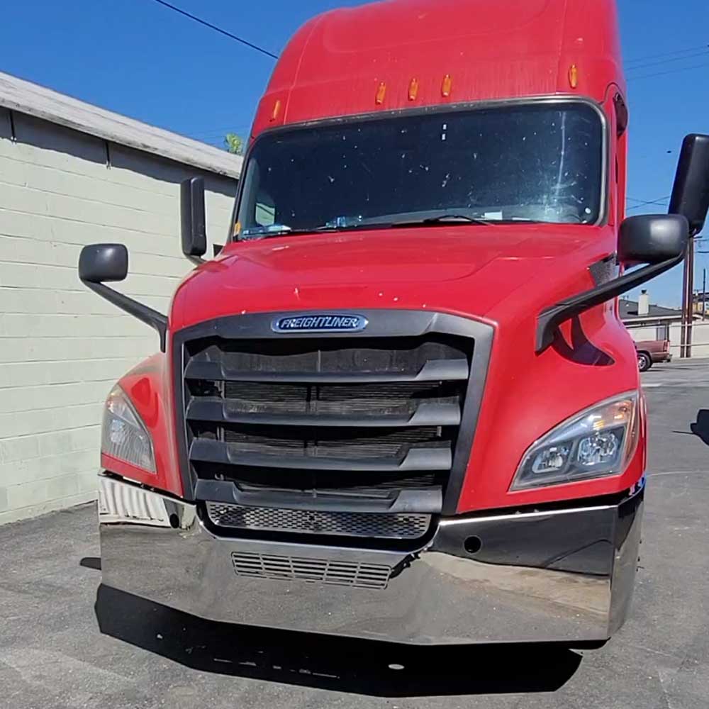 22" Freightliner Cascadia New Body Bumper with Mounting Brackets, Tow Cutouts and Vent Grill