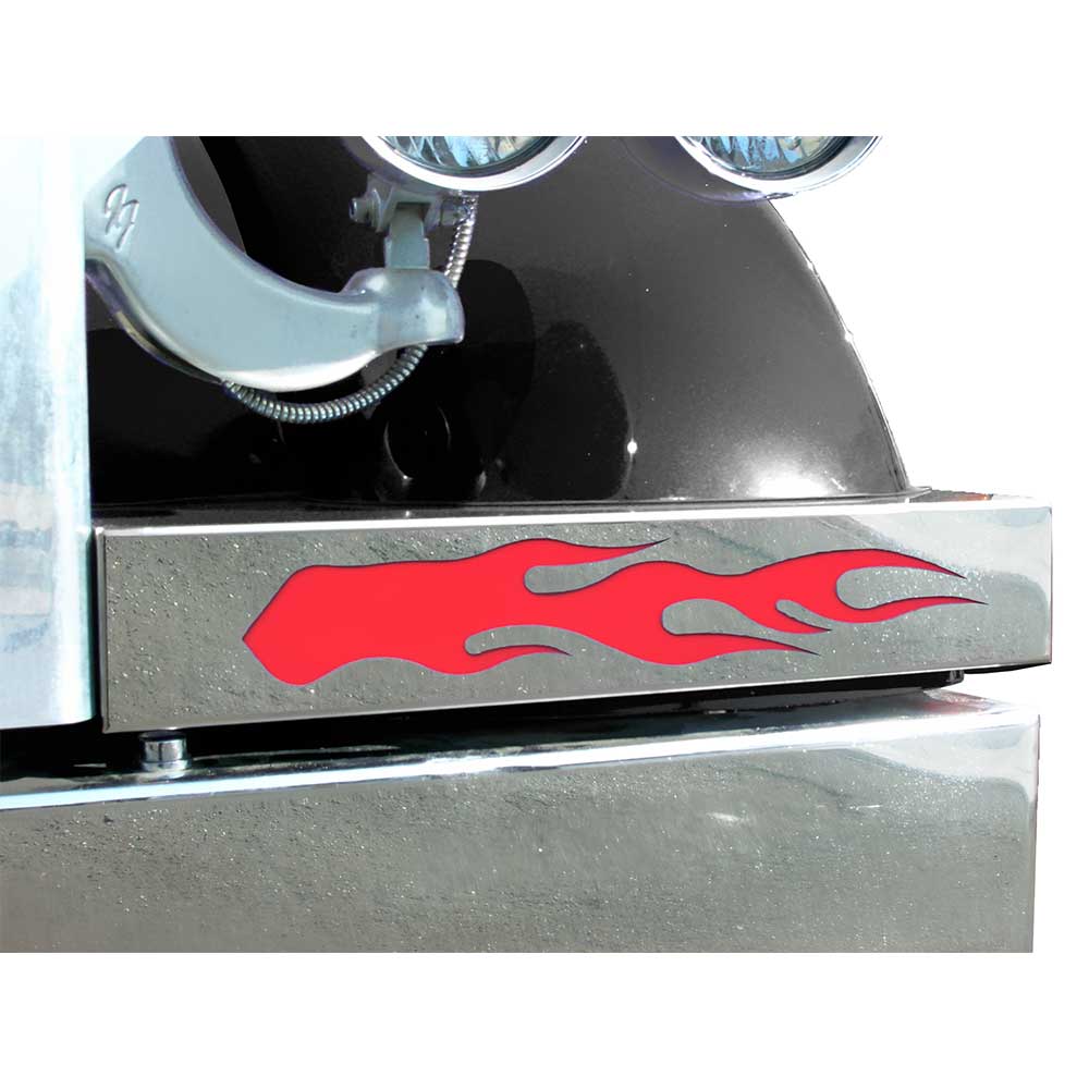 Peterbilt 379 Stainless Steel Blinker Bar with Flames