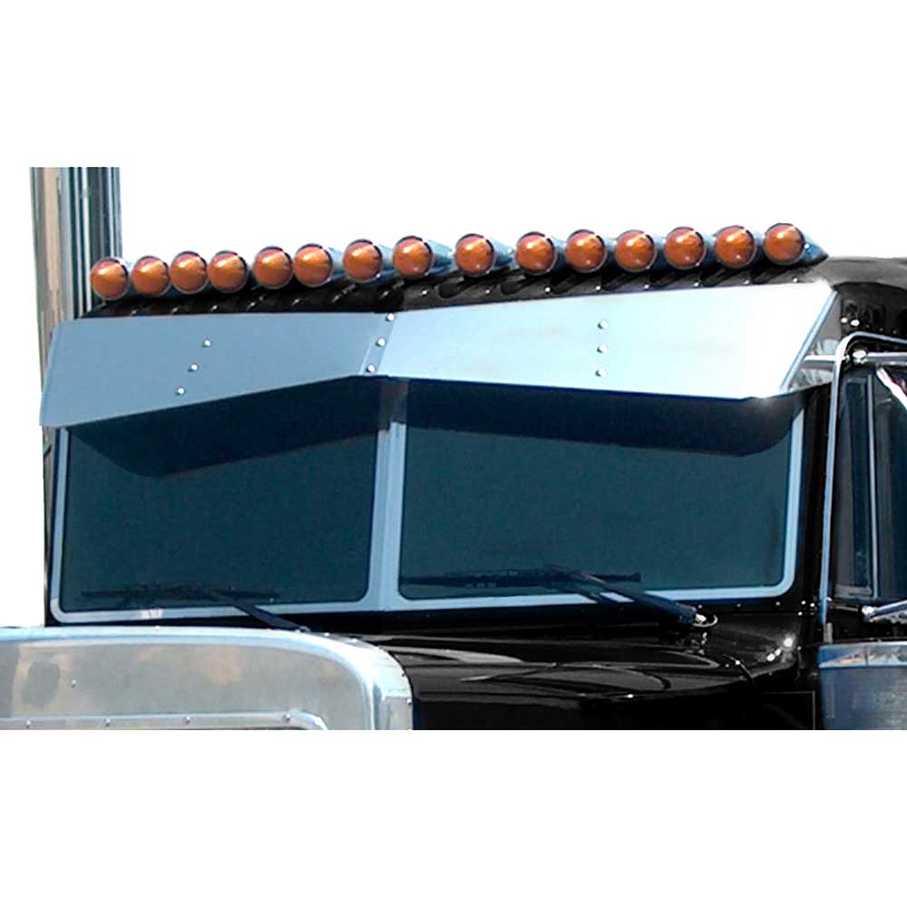 1973-1987 Peterbilt 359 Day Cab 13" x 8" Bow-Tie Stainless Visor