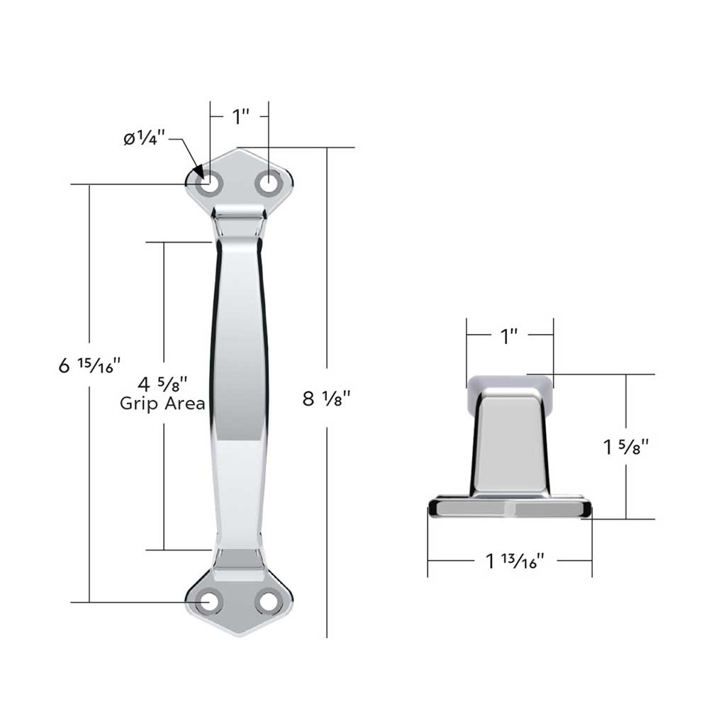 8"L Chrome Grab Handle