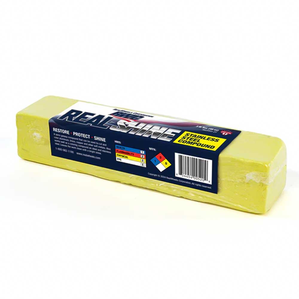 Real Shine Stainless Steel Compound, 2" x 2" x 9" Yellow Bar
