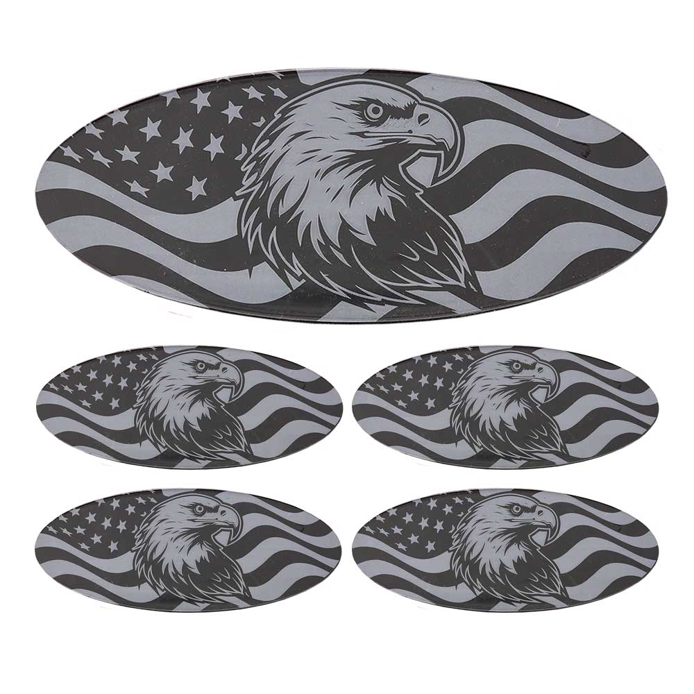 Eagle with Flag RealWheels Peterbilt Engraved Emblem Kit for Shifter Plates, Door Sills, Foot Pedals