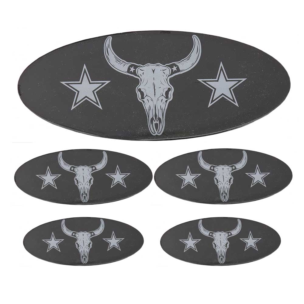 Longhorn with Stars RealWheels Peterbilt Engraved Emblem Kit for Shifter Plates, Door Sills, Foot Pedals
